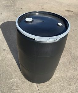 55 Gallon Drum - Black, Removable Lid, Lock Ring